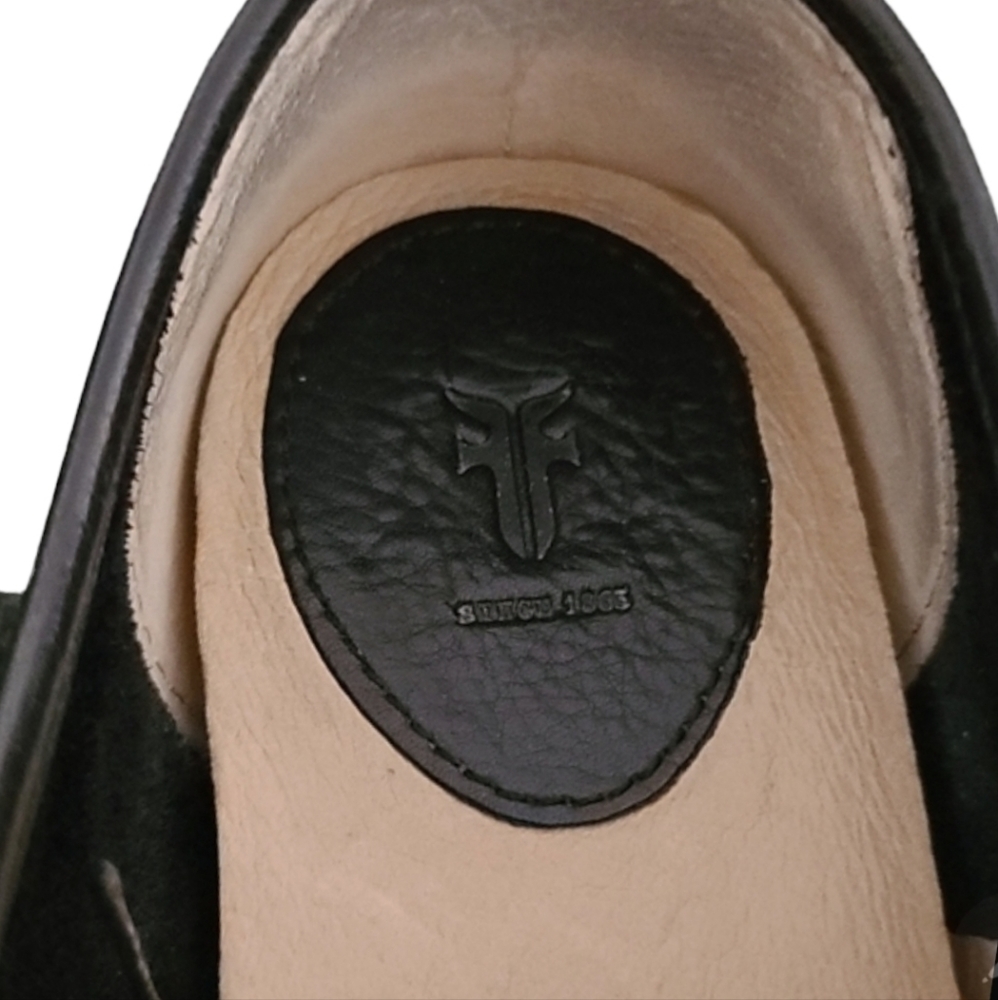 FRYE Mindy Black Leather Sneakers Flats 7 Slip On Minimalist Fashion Industrial - Picture 10 of 16